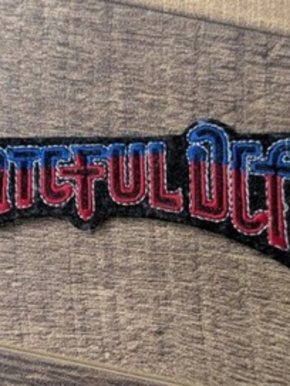 ​Vintage Grateful Dead Embroidered Patch Red White Blue Script Logo 5.5" x 1.5"